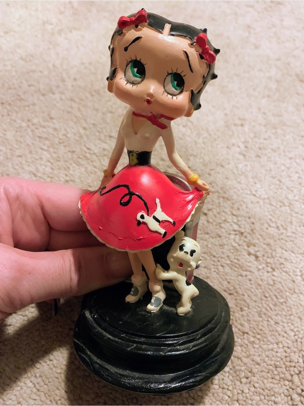 Vintage Betty Boop Figurine with Red Poodle Skirt